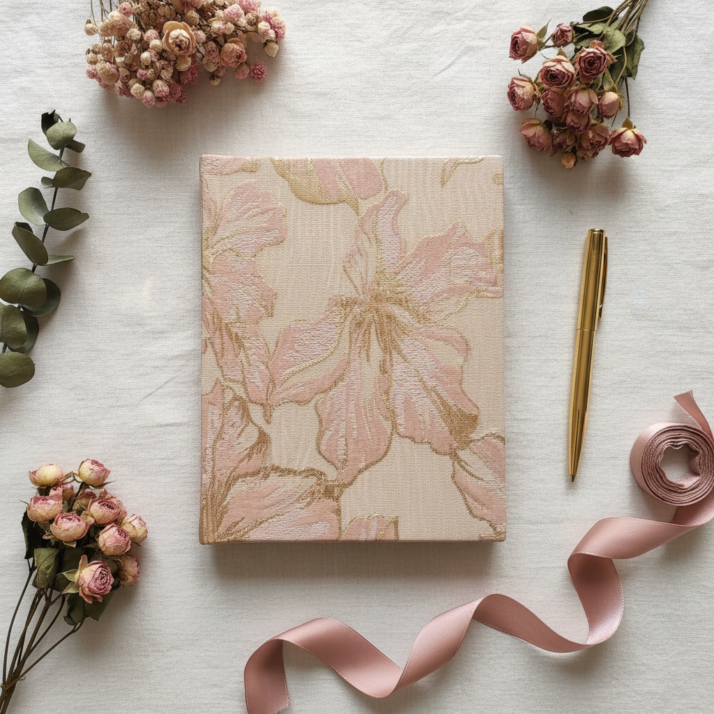 Pink & Gold Notebook Flat Lay